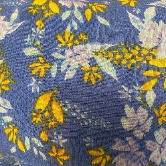 Woman Within Blue and Yellow Floral Crinkle Texture 1X Dress for any Events - Picture 5 of 7